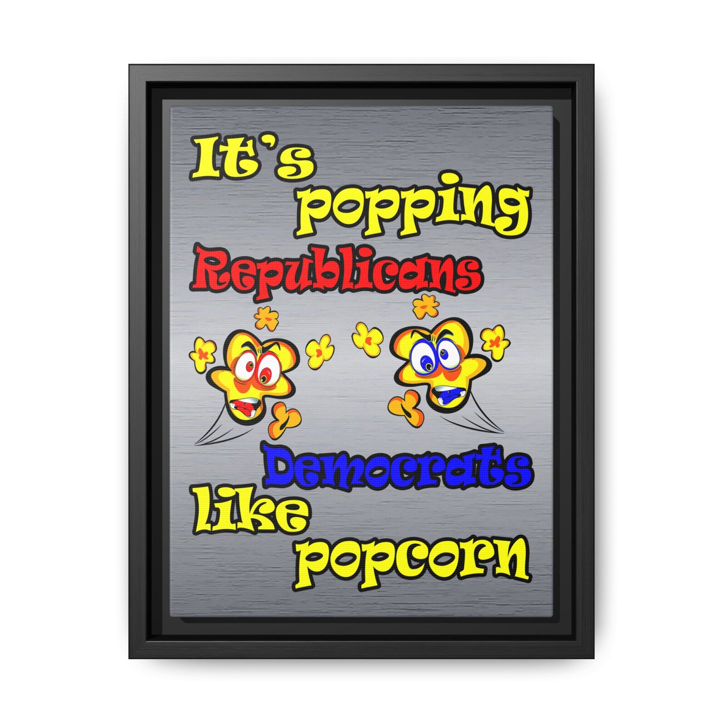 popping like popcorn - framed canvas art (brushed nickel)