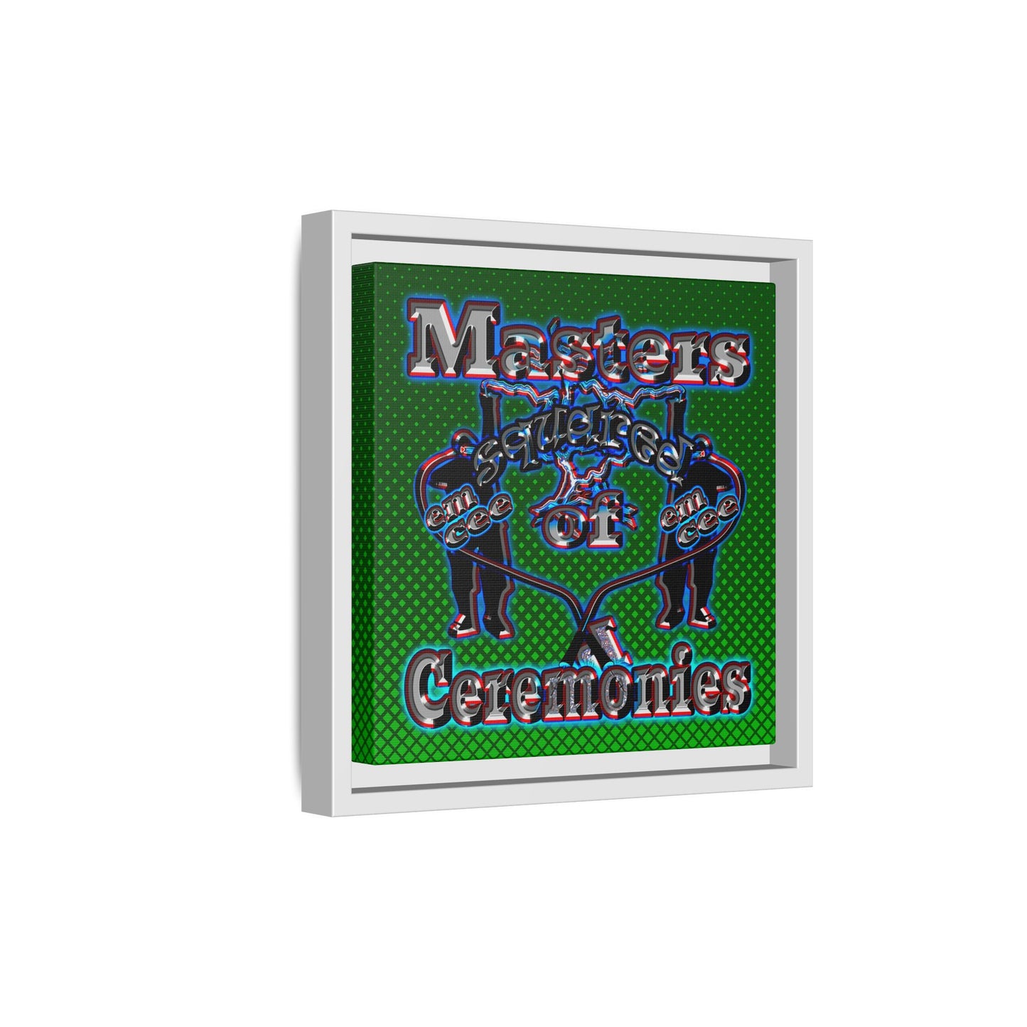 em cee squared - framed canvas art (logo green)