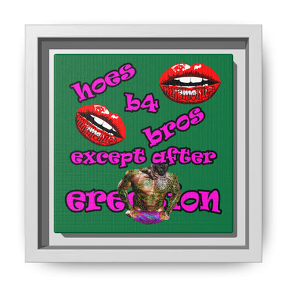 hoes b4 bros - framed canvas art (dark green)