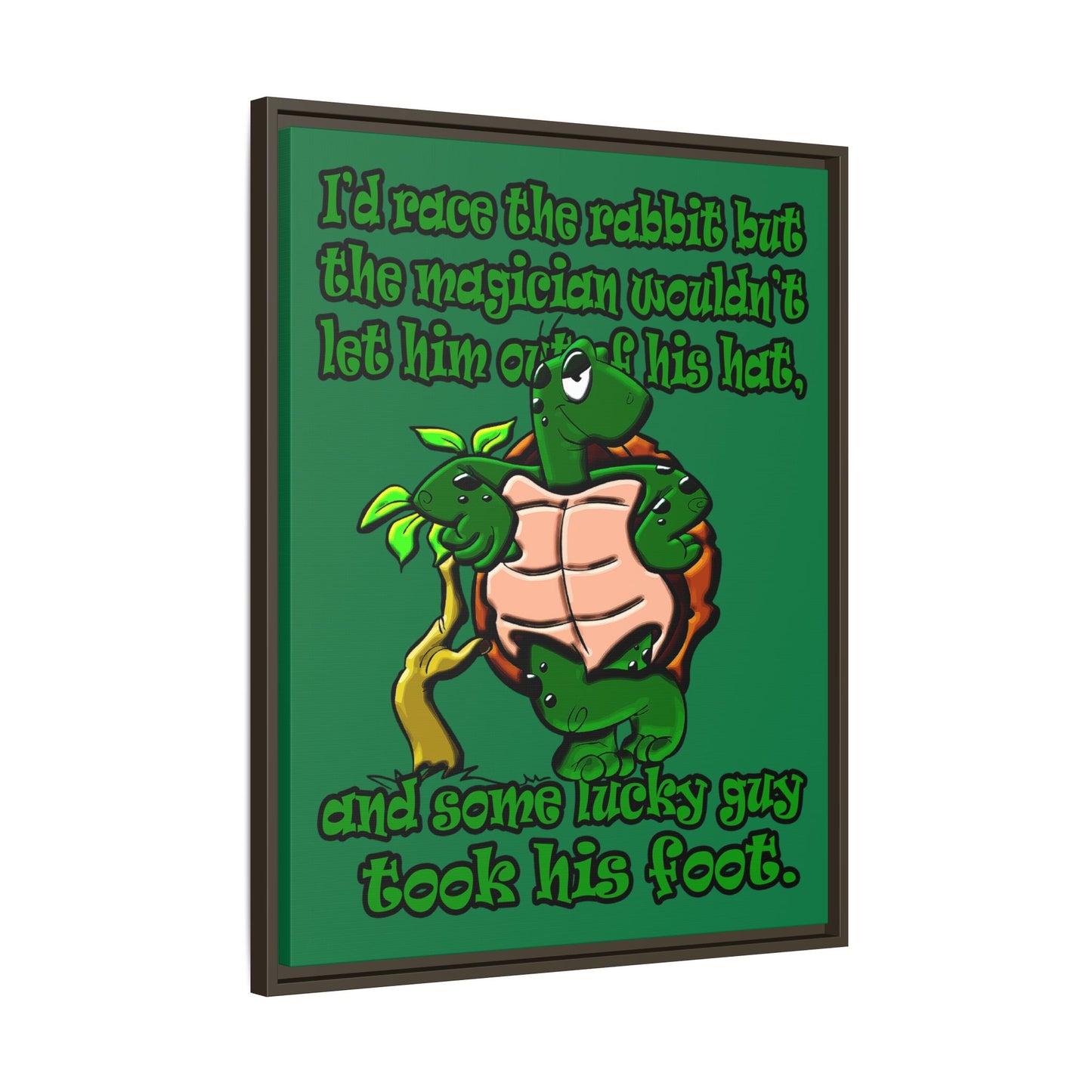 turtle race - framed canvas art (dark green)