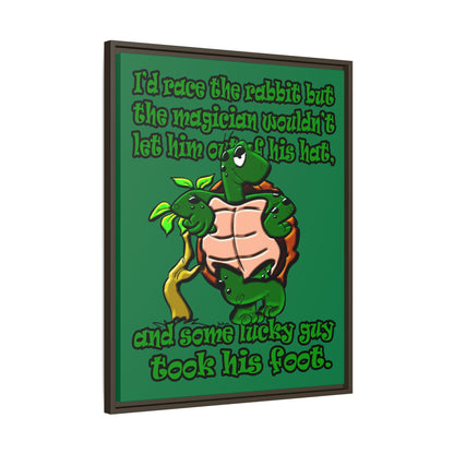 turtle race - framed canvas art (dark green)
