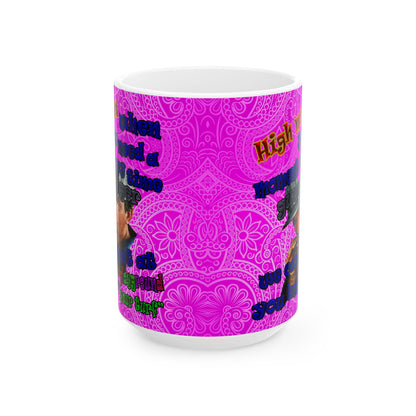 high noon - White Mug (pink swirl)