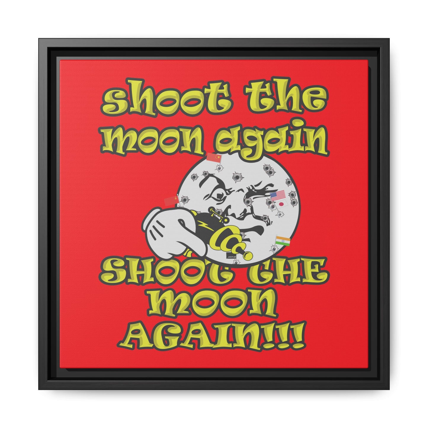 shoot the moon again - framed canvas art (red)