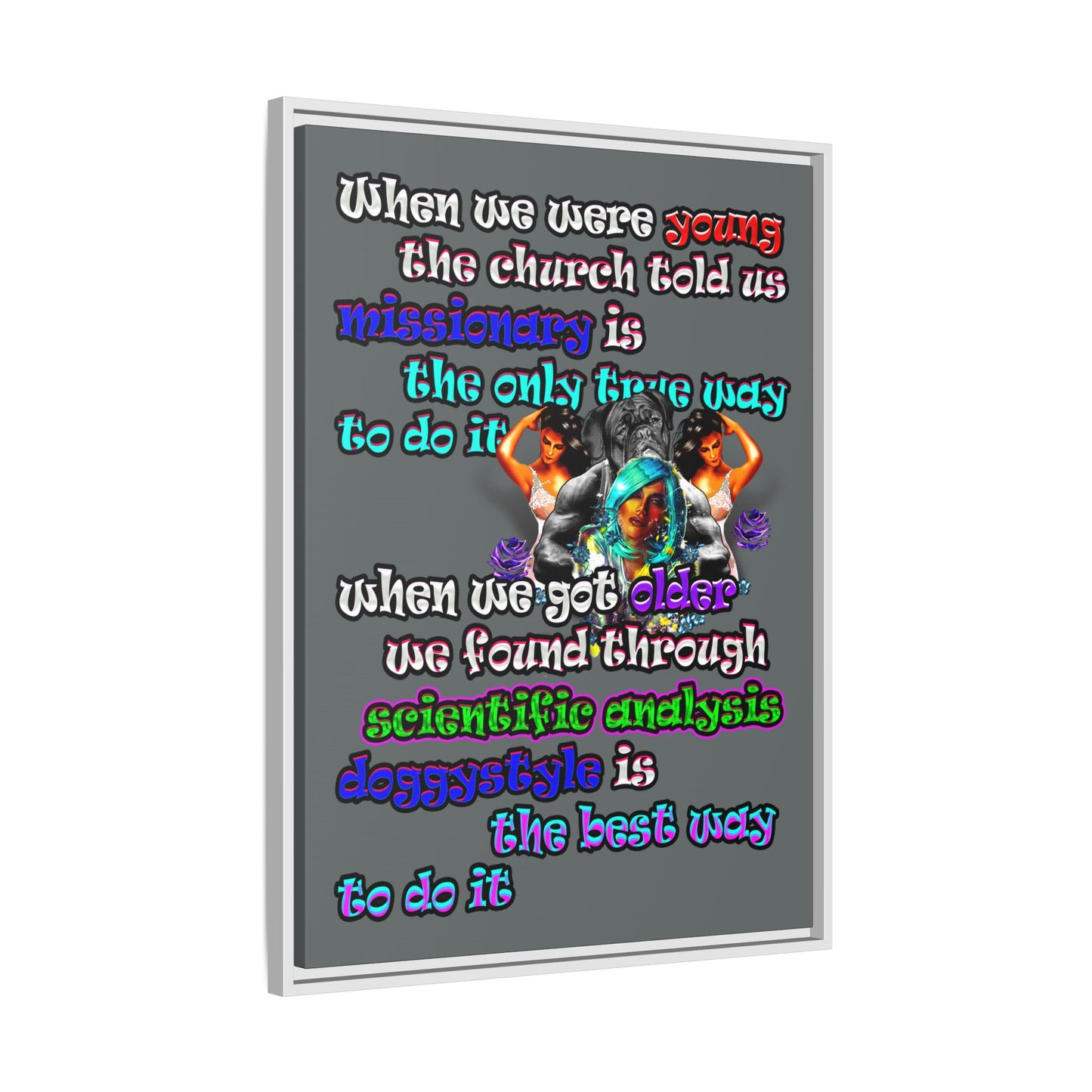 doggystyle - framed canvas art (dark grey)