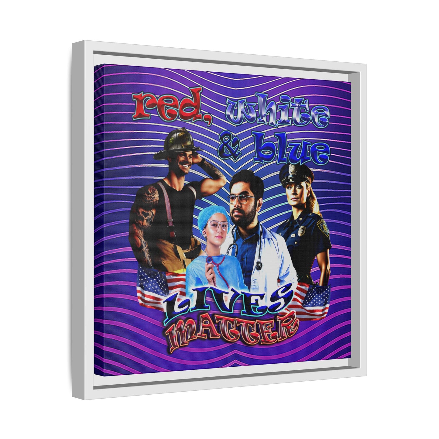 rw&b lives matter - framed canvas art (purple wave)