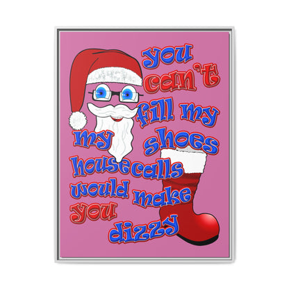 santa's shoes - framed canvas art (light pink)