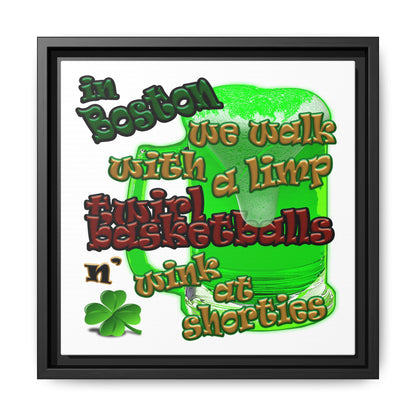 celtics logo - framed canvas art (white)