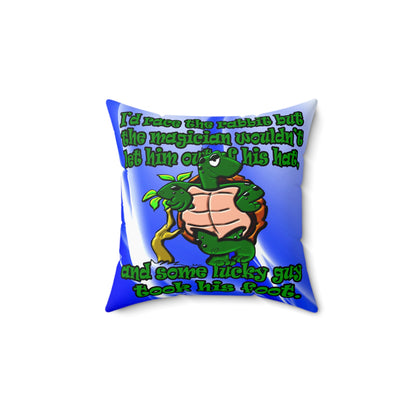 turtle race - Spun Polyester Square Pillow - (blue-white wave)