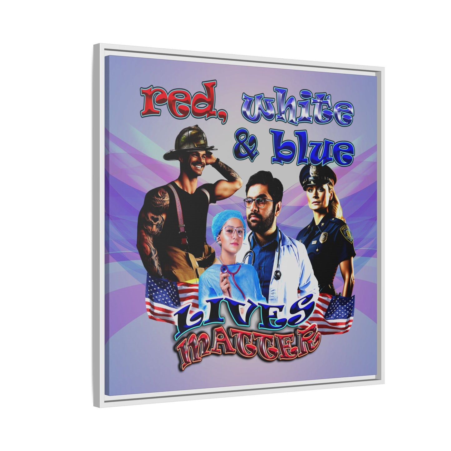 rw&b lives matter - framed canvas art (light blue-pink wave)