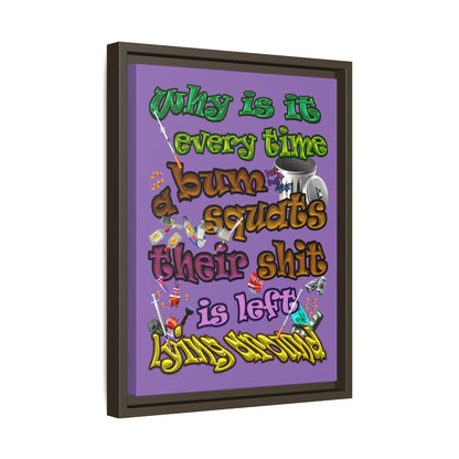 the bum's shit - framed canvas art (light purple)