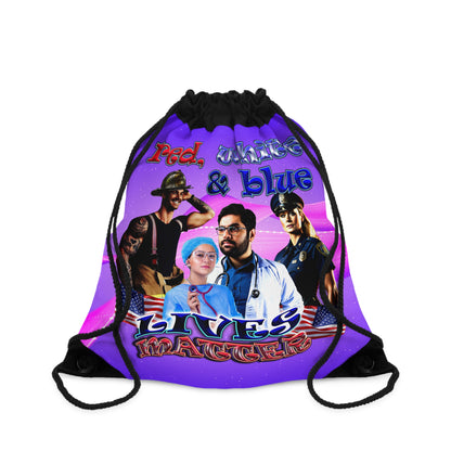 rw&b lives matter - Drawstring Bag (purple-pink wave)