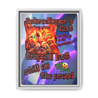 schrodinger's cat - framed canvas art (grey-pink wave)