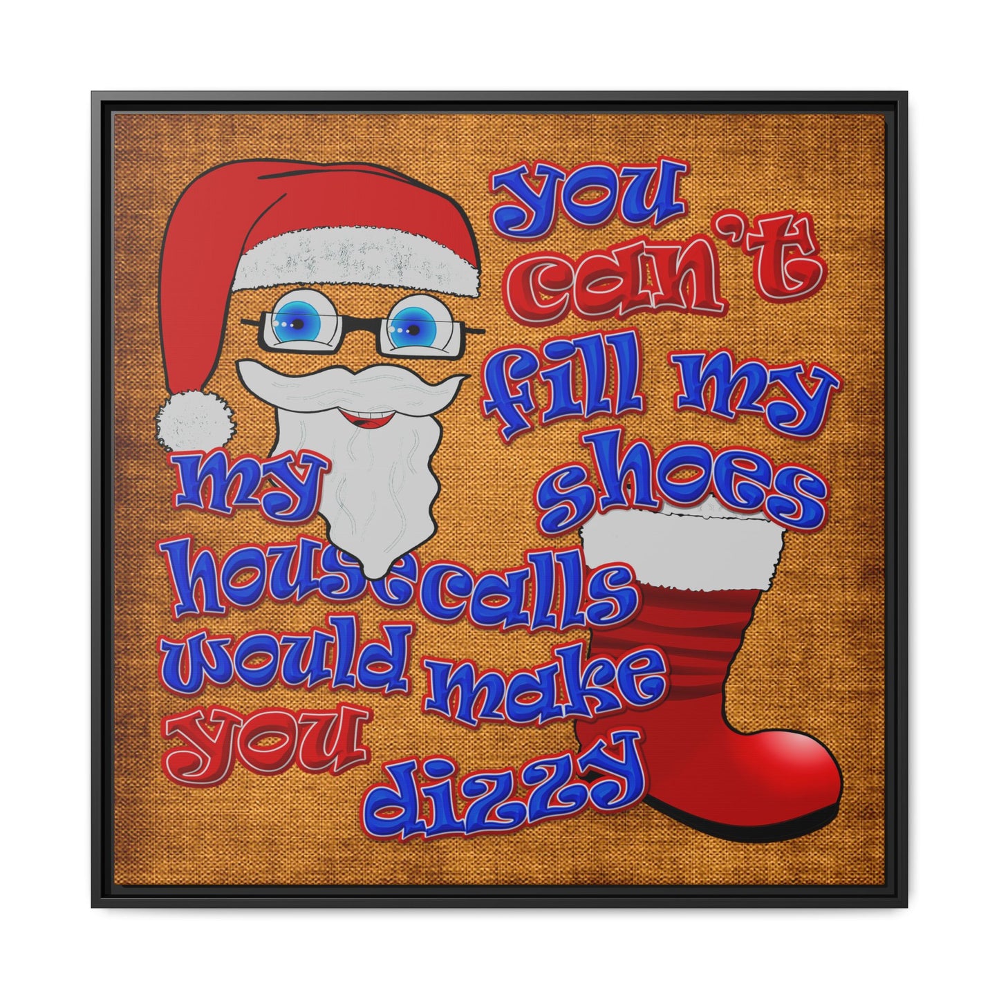 santa's shoes - framed canvas art (brown papyrus)