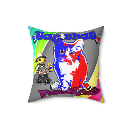 tag that - Spun Polyester Square Pillow - (rainbow split)