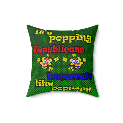 popping like popcorn - Spun Polyester Square Pillow - (logo green)