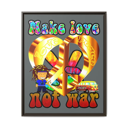 love peace - framed canvas art (dark grey)