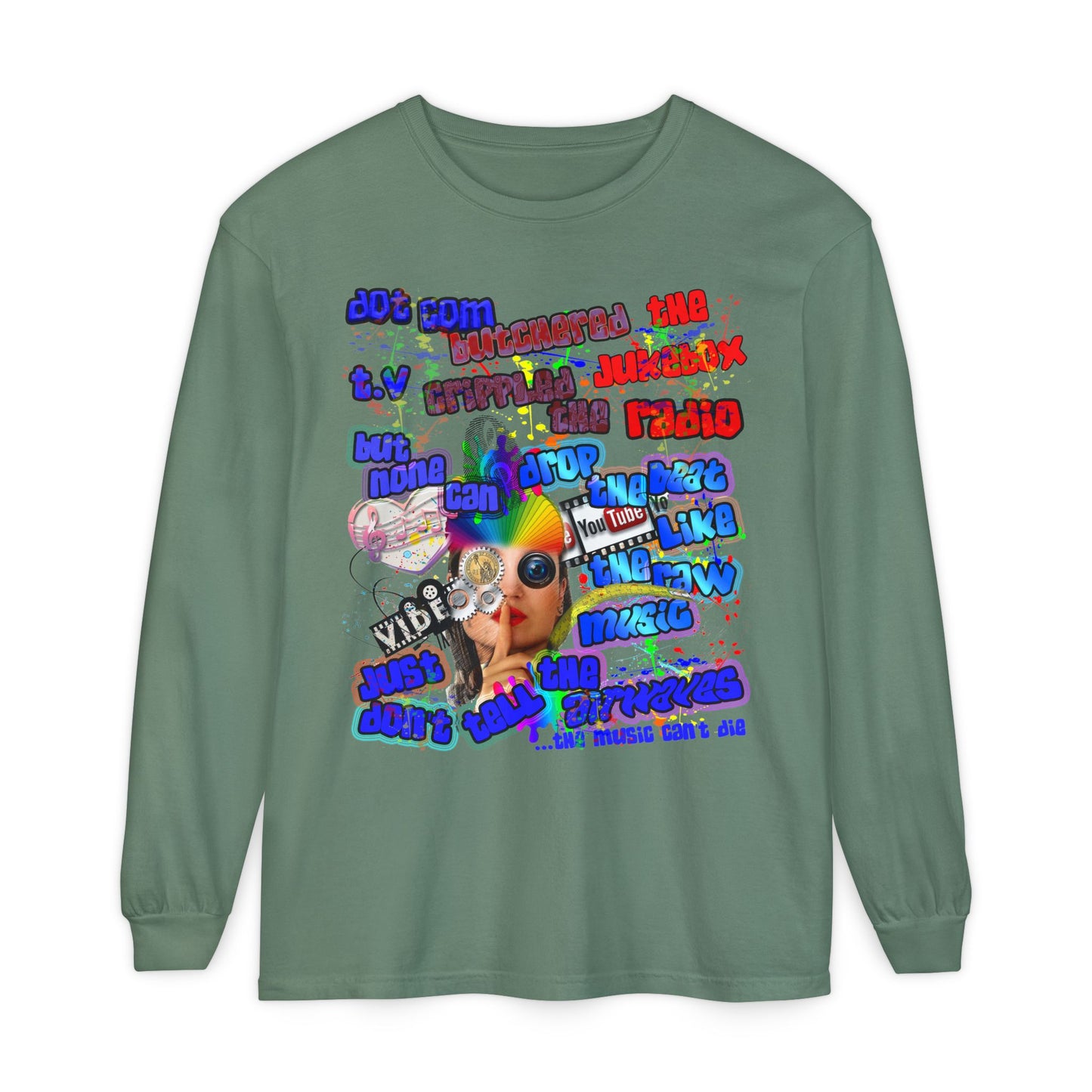 drop the beat - Unisex Garment-dyed Long Sleeve T-Shirt