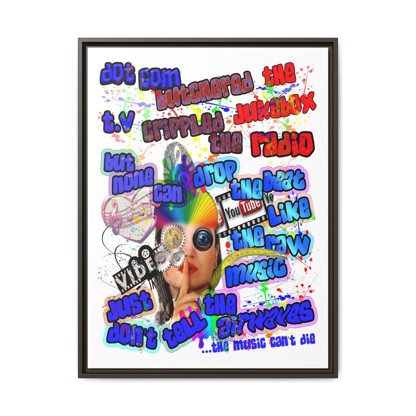 drop the beat - framed canvas art (white)