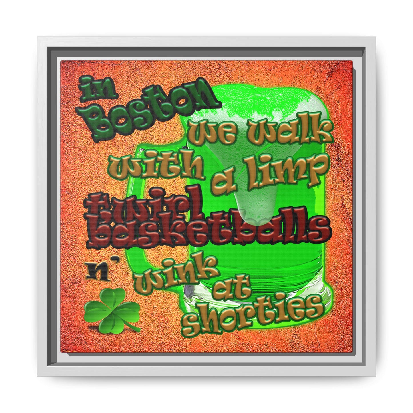 celtics logo - framed canvas art (burnt orange)