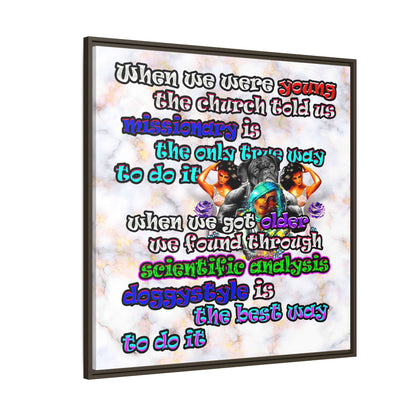 doggystyle - framed canvas art (white marble)