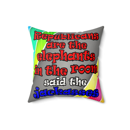 donkeys and elephants - Faux Suede Square Pillow - (rainbow split)