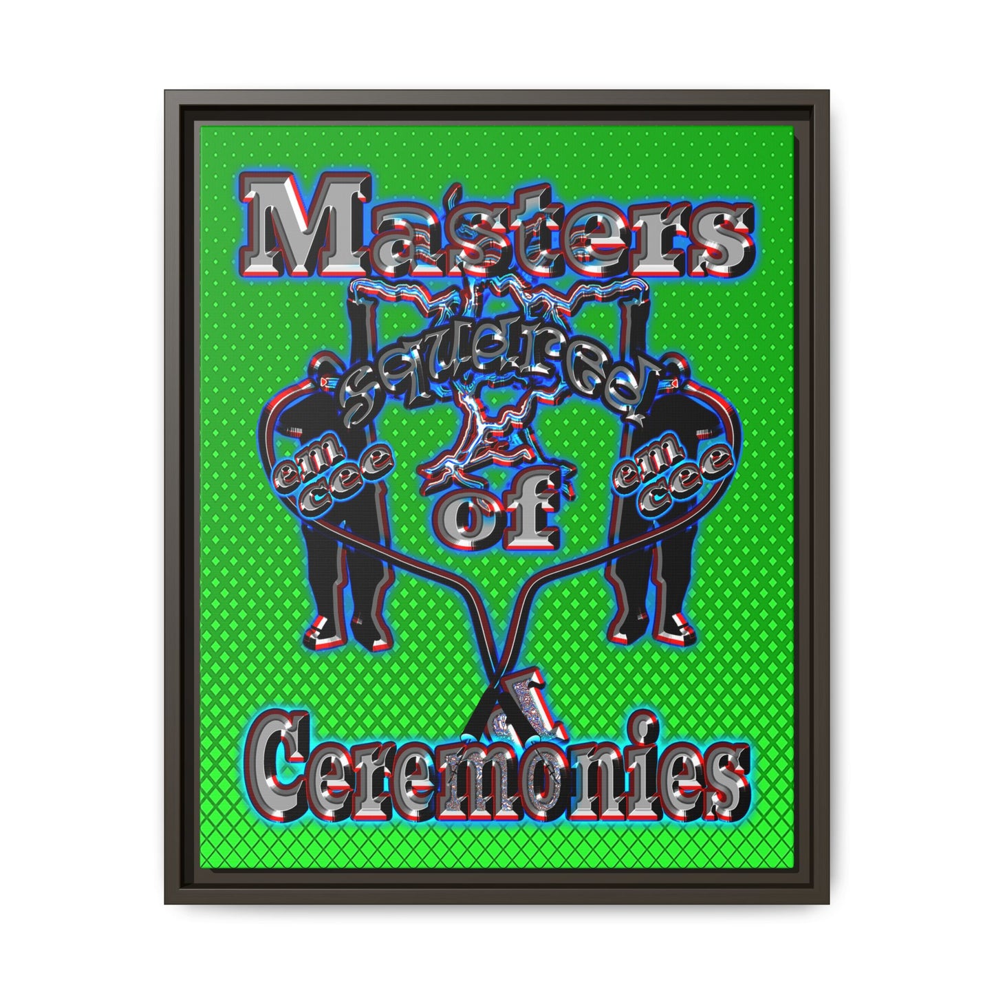em cee squared - framed canvas art (logo green)