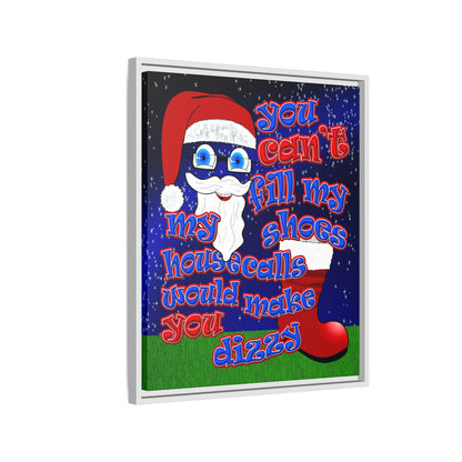 santa's shoes - framed canvas art ('snoops' background)