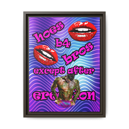 hoes b4 bros - framed canvas art (purple wave)