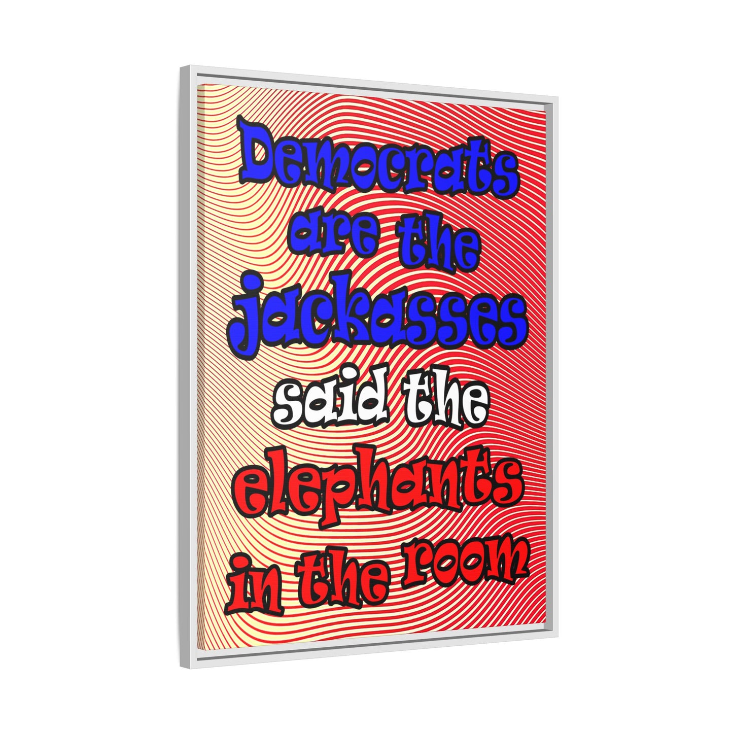 donkeys and elephants - framed canvas art (yellow-orange wave)