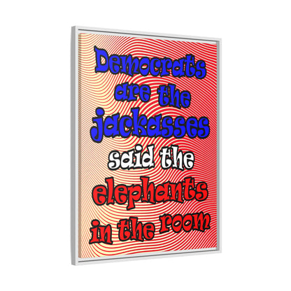donkeys and elephants - framed canvas art (yellow-orange wave)