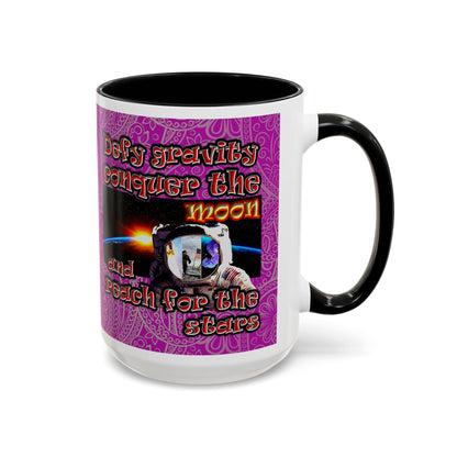 defy conquer reach - Accent Mug (pink swirl)