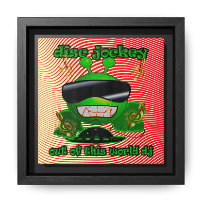 disc jockey - framed canvas art (yellow-orange wave)