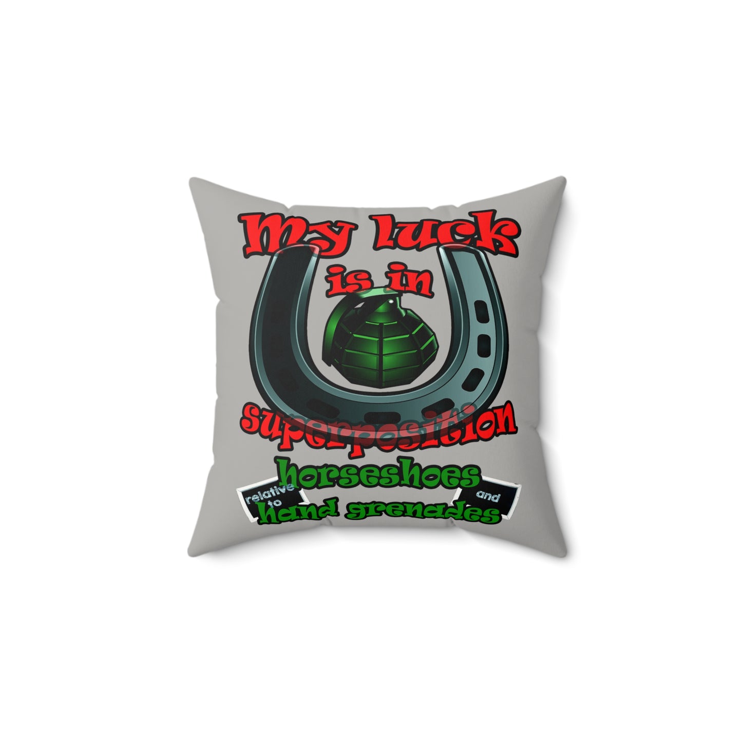 my luck - Faux Suede Square Pillow - (light grey)