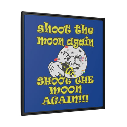 shoot the moon again - framed canvas art (dark blue)