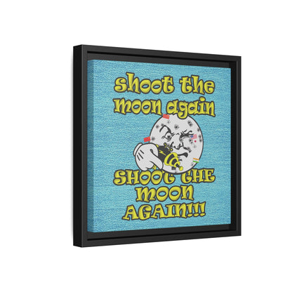 shoot the moon again - framed canvas art (faded blue)