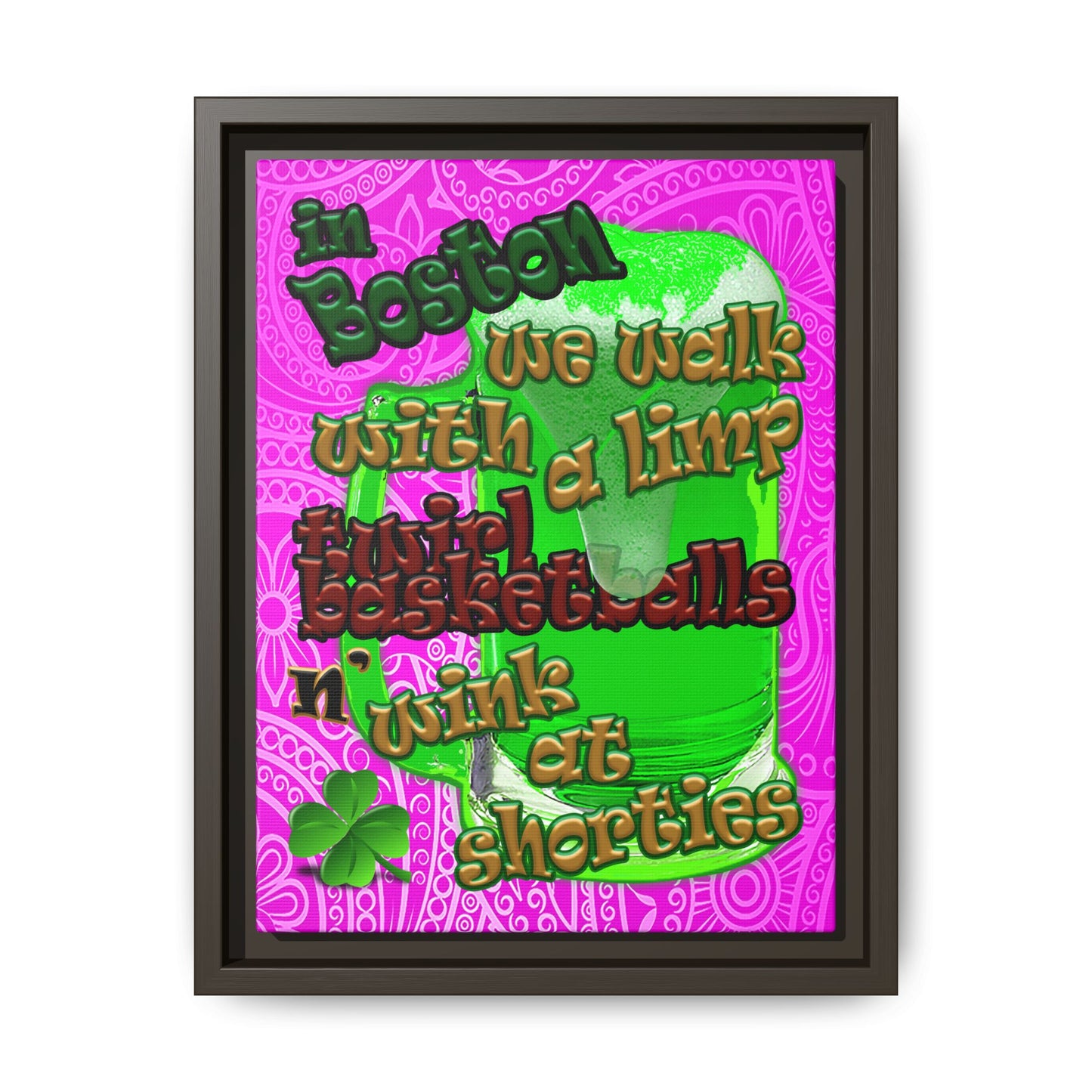 celtics logo - framed canvas art (pink swirl)