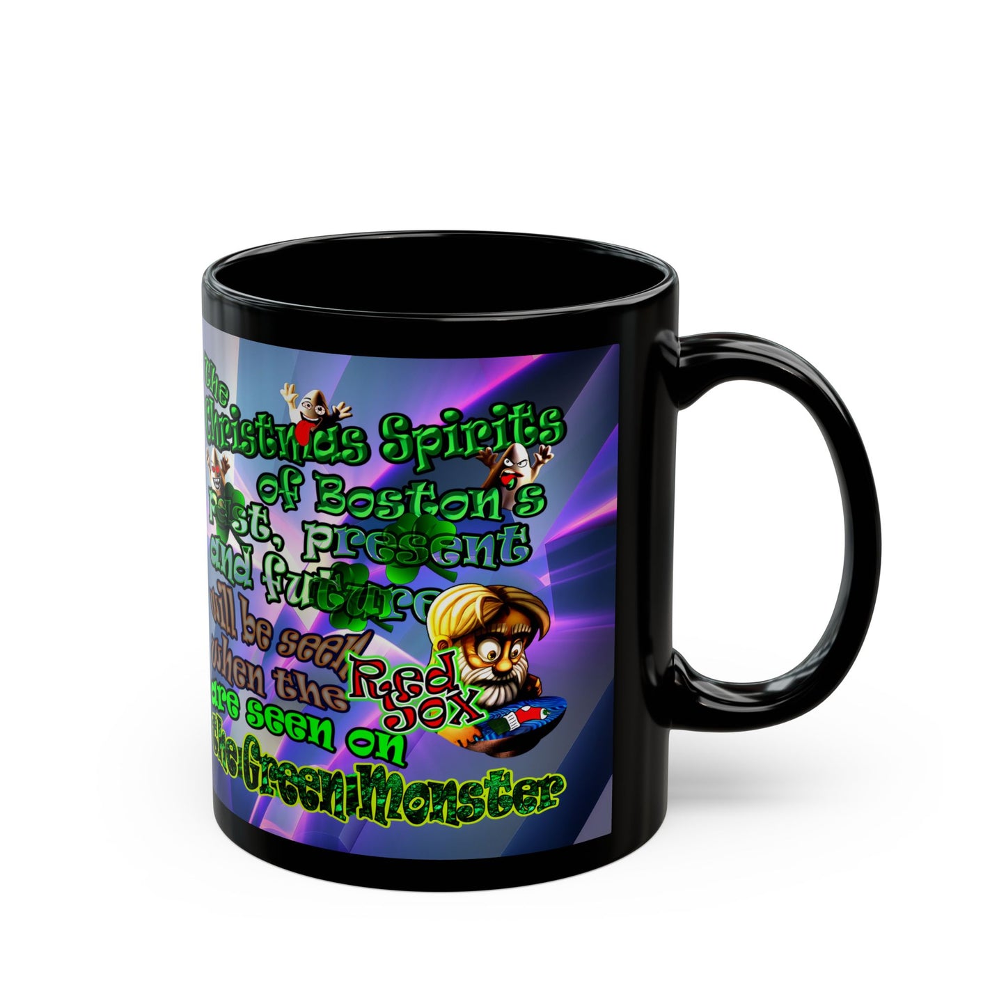 christmas spirits of boston - Black Mug (grey-pink wave)