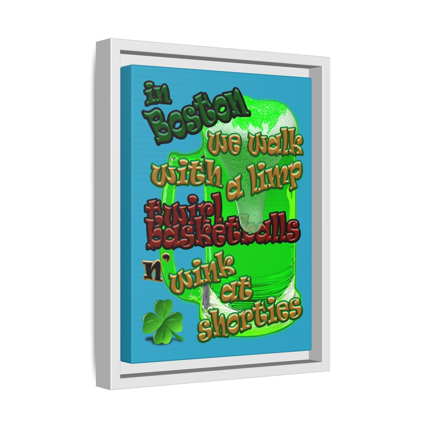 celtics logo - framed canvas art (turquoise)