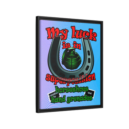 my luck - framed canvas art (light blue-purple wave)