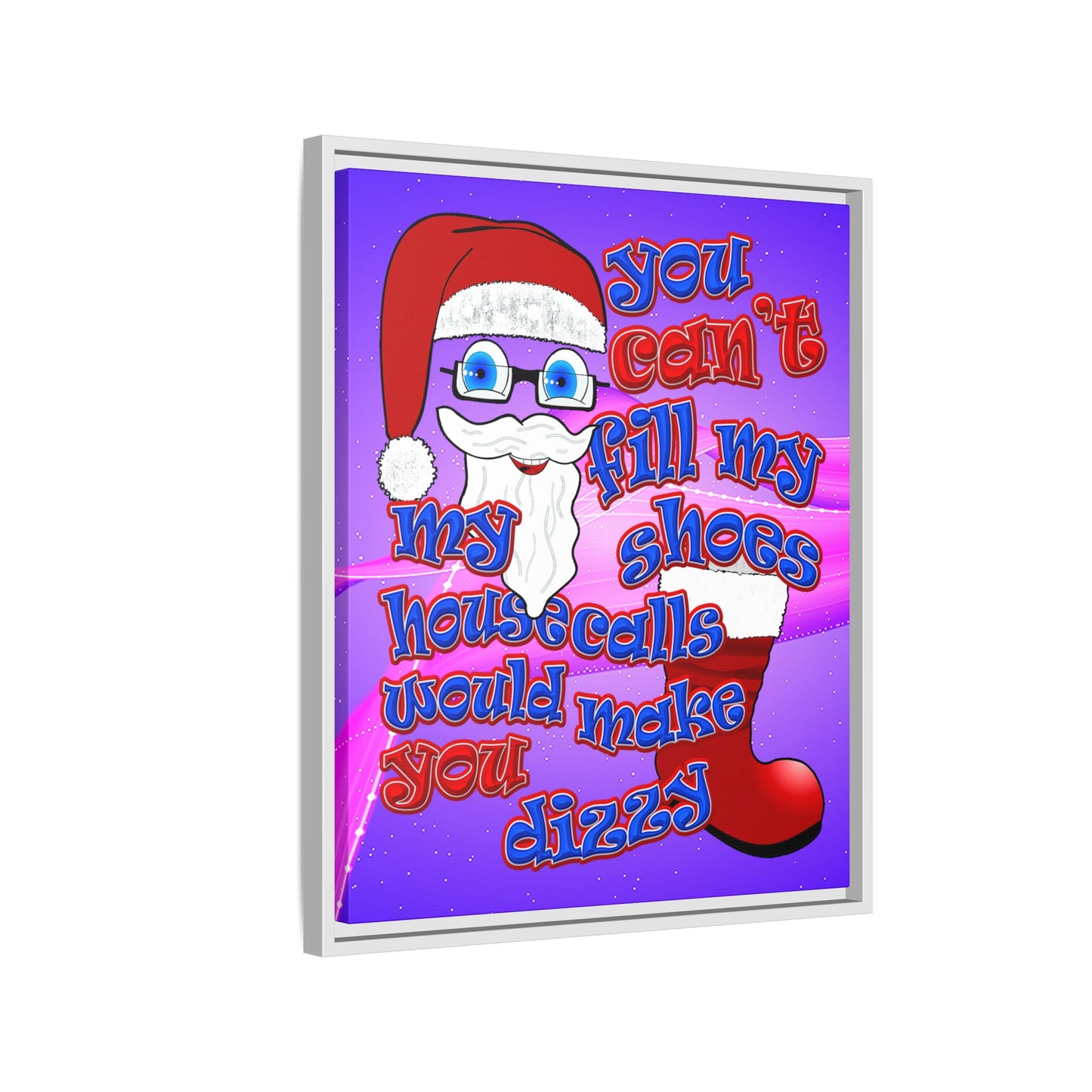 santa's shoes - framed canvas art (purple-pink wave)