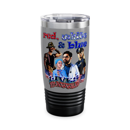 rw&b lives matter - Ringneck Tumbler, 20oz (grey)