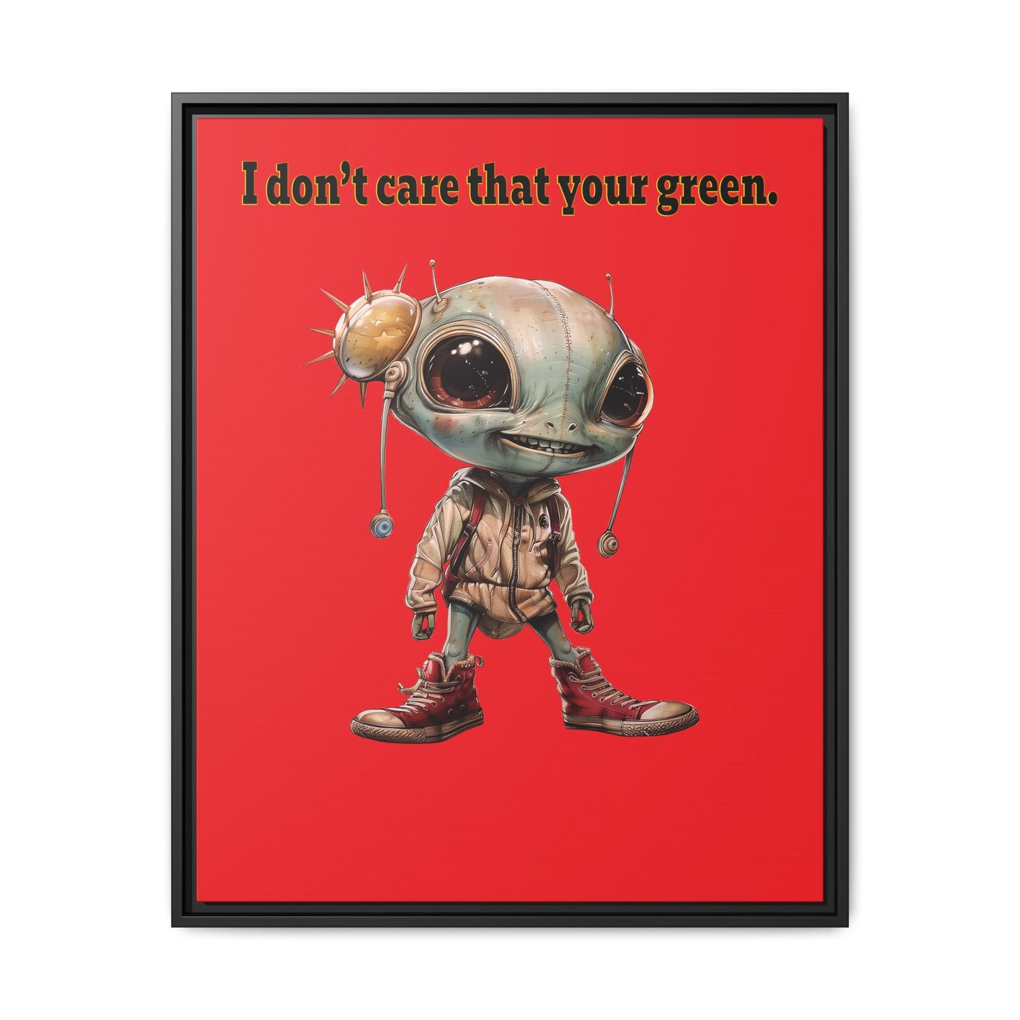 I don't care that your green - framed canvas art (red)