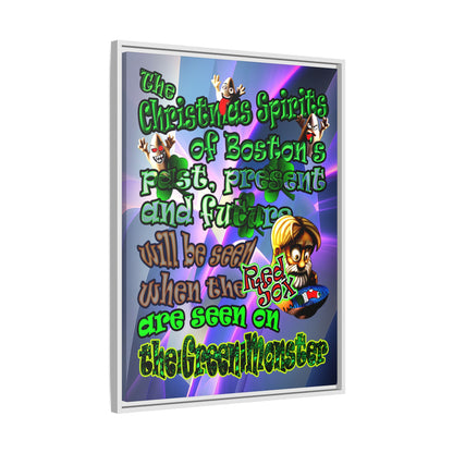 christmas spirits of boston - framed canvas art (grey-pink wave)