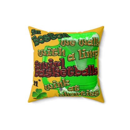 celtics logo - Spun Polyester Square Pillow - (yellow)
