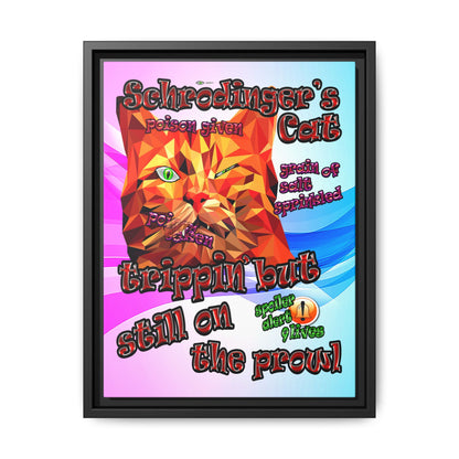 schrodinger's cat - framed canvas art (light blue-pink wave)