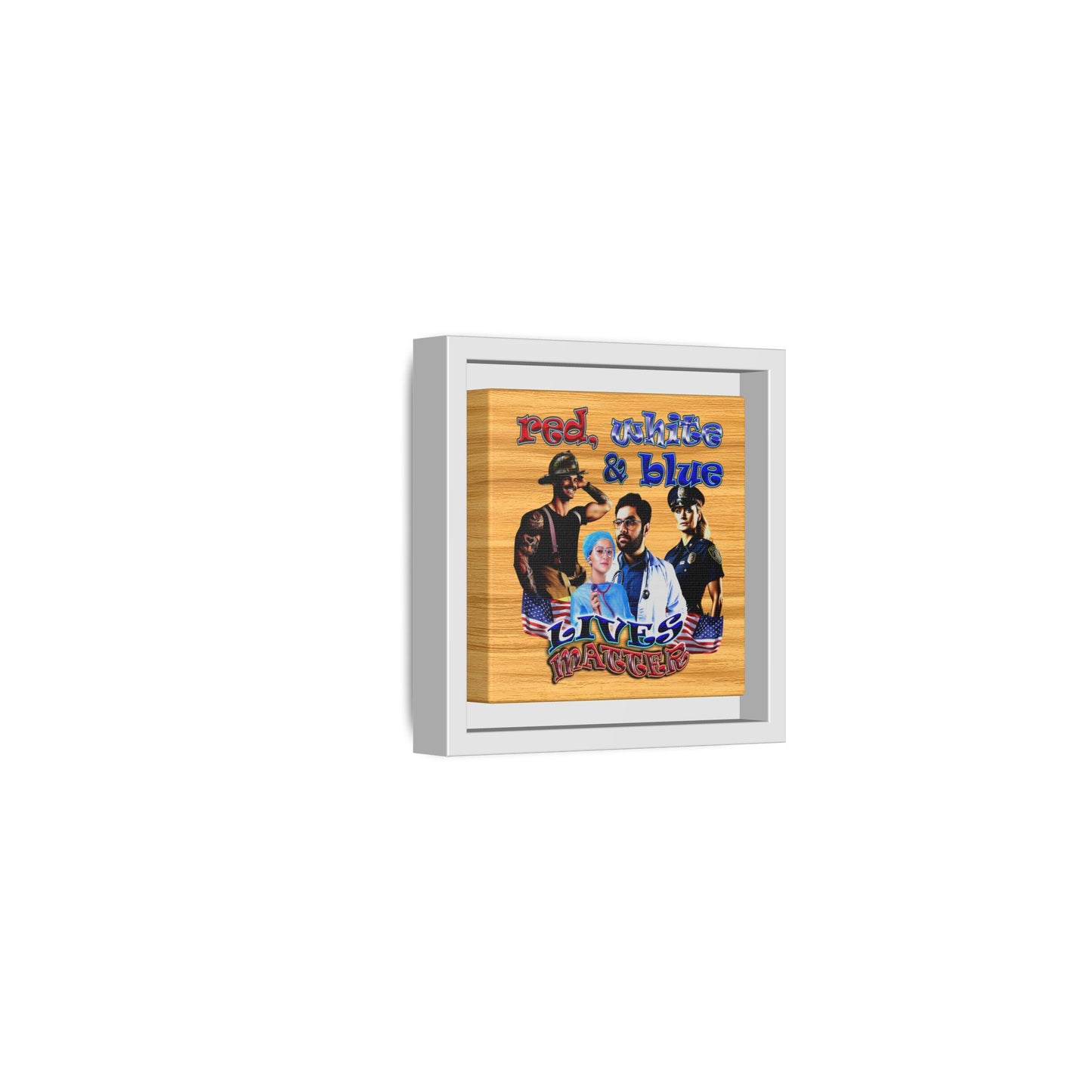 rw&b lives matter - framed canvas art (butterscotch wood finish)
