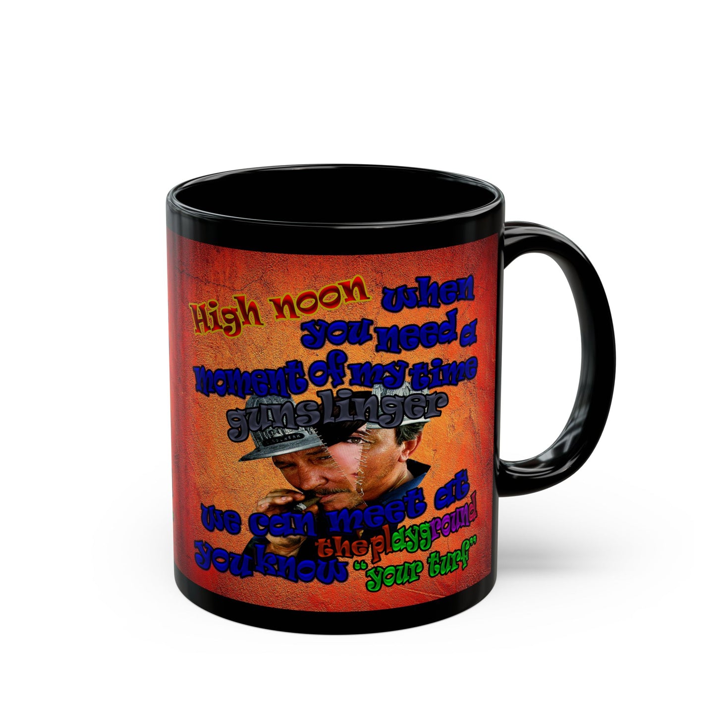 high noon - Black Mug (burnt orange)