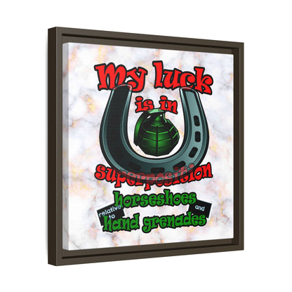 my luck - framed canvas art (white marble)