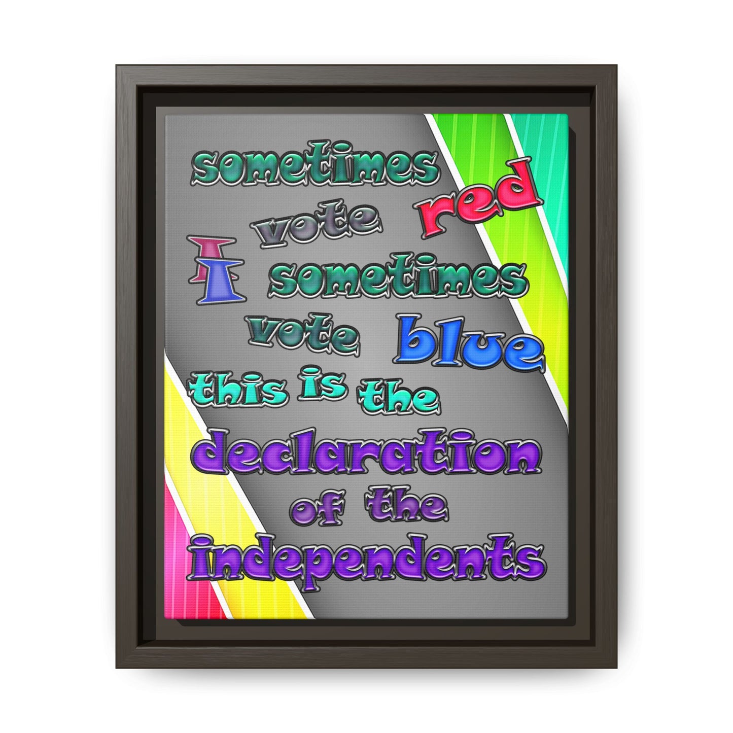 declaration of the independents - framed canvas art (rainbow split)