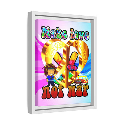 love peace - framed canvas art (light blue-pink wave)